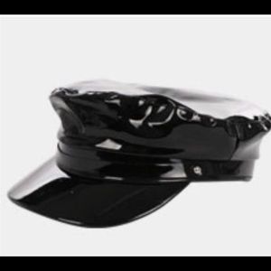 Patent Leather Women's Conductor Cap Black